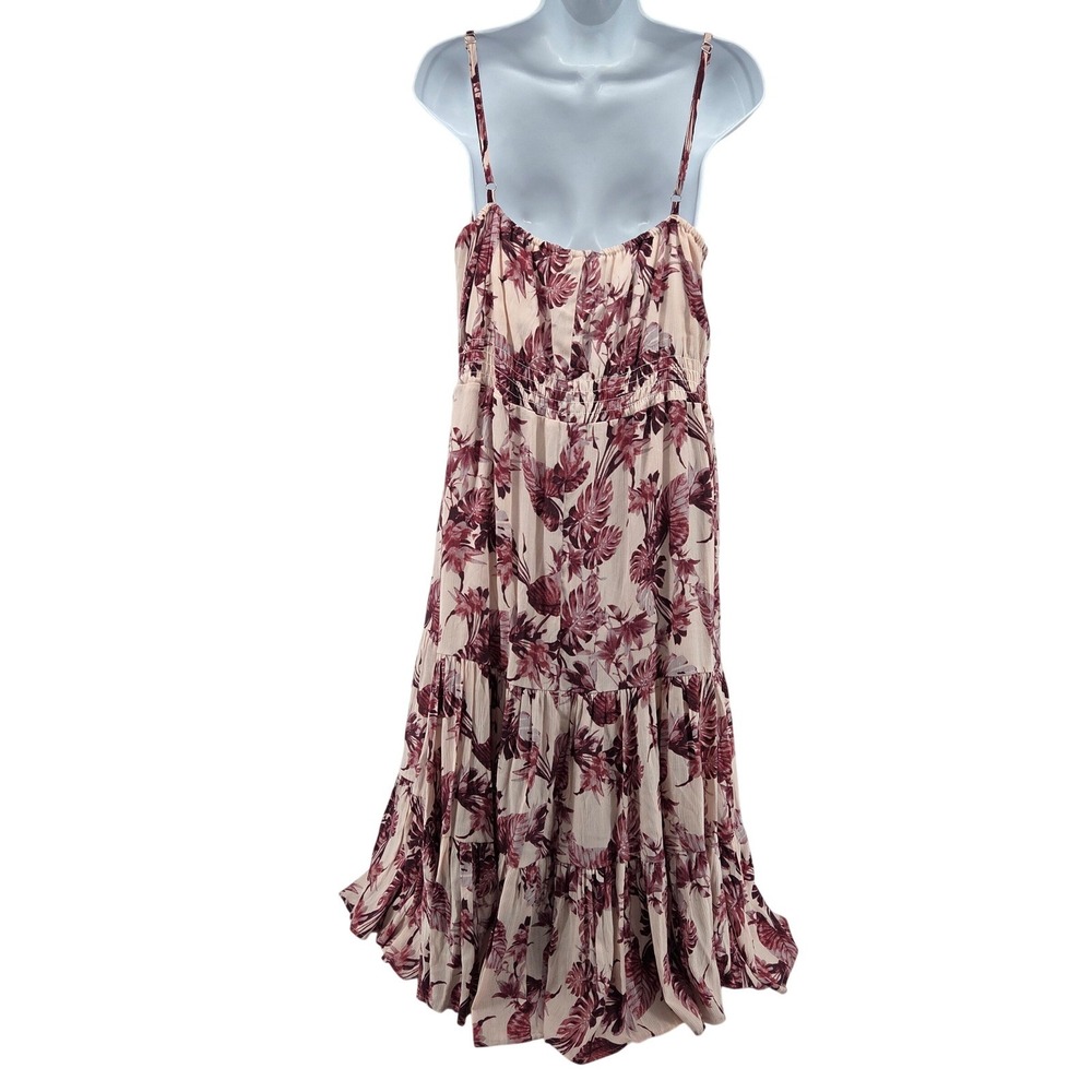 Banana‎ Republic Gauze Maxi Dress L Violet Floral Tiered Smocked Summer - Picture 3 of 9